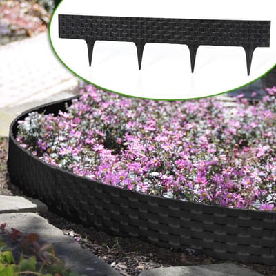 Rattan Look Kunststof Tuinpalissade - Flexibele Gazonrand en Bloembedomranding Voor Tuin