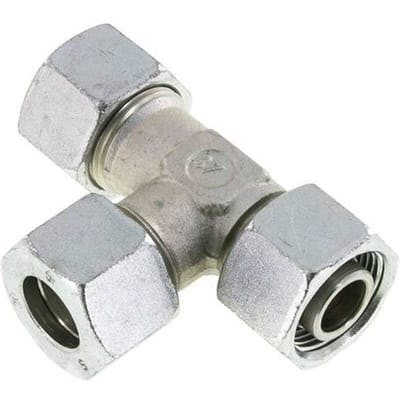 20S Zink Geplateerd Staal Rechte Hoek T Stuk Snij Fitting Met Draaibaar 400 Bar Verstelbaar ISO 8434-1
