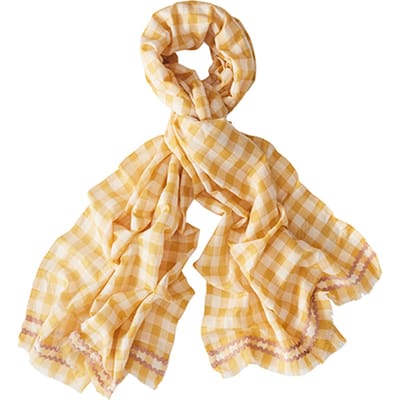 White Stuff Gingham Cotton Linen Scarf Yellow Mlt Maat: OS | Sjaals Outlet | Dames | Wit