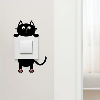 1 stuks Verwijderbare Behang Afpellen en Plakken Decal Schattige Kat Muursticker Vinyl Zelfklevend Voor Slaapkamer en Woonkamer Schakelaar Decal Huisdecoratie