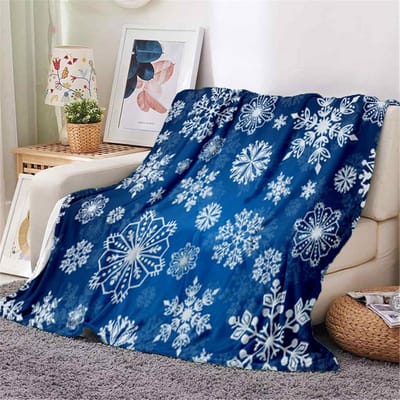 Zachte Blauwe Sneeuwvlok Fleece Deken voor Bed en Bank 150x200 cm