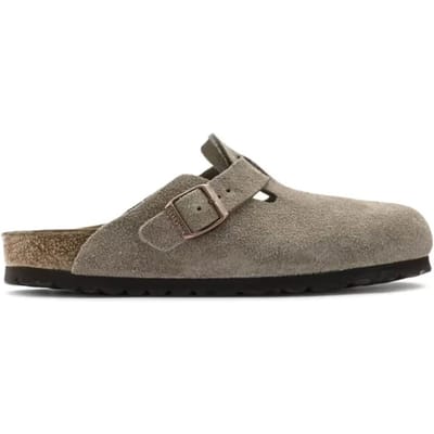 Birkenstock Boston suède taupe smal voetbed unisex instapper