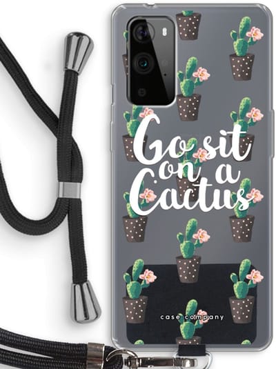 Case Company® - Hoesje met koord geschikt voor OnePlus 9 Pro hoesje met Koord - Cactus quote - Telefoonhoesje met Zwart Koord - Bescherming aan alle Kanten en Over de Schermrand