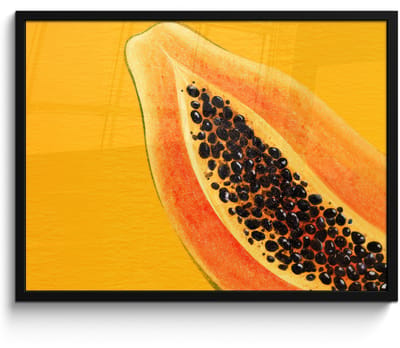 Poster in lijst - Fotolijst 70x50 cm - Posters - Papaja - Oranje - Topisch - Posterlijst zwart - Decoratie - Wanddecoratie woonkamer - Muurdecoratie slaapkamer