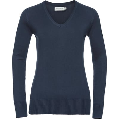 Russell Collectie Dames/Dames V-hals gebreide trui (Franse marine)
