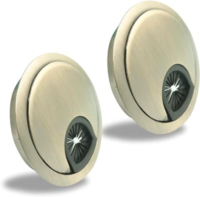 Set van 2 Desk Cable Grommets van 60mm, Zinklegering Rond Kabeldoorvoer voor Thuis en Kantoor, Ideaal voor Kabelbeheer en Bureau-organisatie