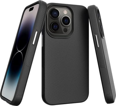 Casemania Hoesje Geschikt voor Apple iPhone 15 Pro - Zwart - Anti Slip Matte Armor Back Cover