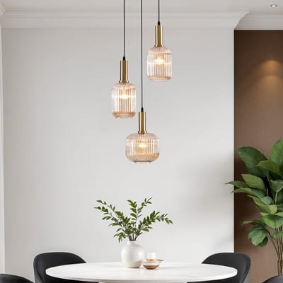 LumenXL Design hanglamp 3-lichts zwart - gouden detail - Sita