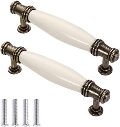 Vintage Keramische Kastknoppen - 2 Stuks Retro Deurgrepen voor Keuken, Lade en Kledingkast - 96mm Hoogwaardige Meubelaccessoires
