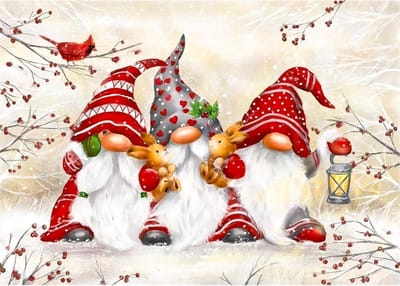 Famanu – 5D Diamond Painting Kits - kerstkabouters diamant kunst voor volwassenen - volledige boor mooie kabouter diamant schilderij kit voor beginners kinderen - doe-het-zelf kristal foto kunst thuis muur