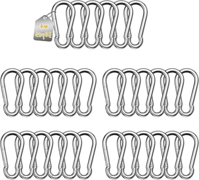 Carabiner voor zware lasten, 30 stuks M4 40 mm x φ4 mm, roestvrijstalen karabiner 304, grote karabiner met een draagcapaciteit van 30 kg, ideaal voor klimmen en outdoor activiteiten