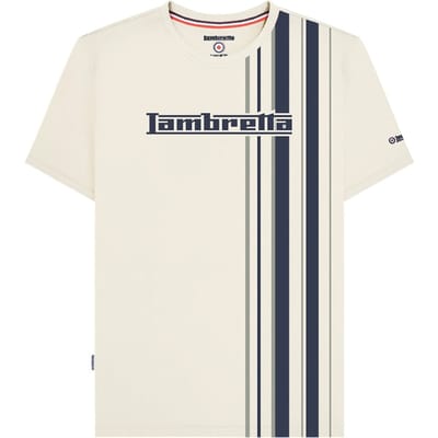 Lambretta Heren Racing Stripe T-shirt (Zilver/Zwaar)