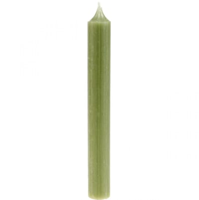 Stokkaars groen geverfde waskaarsen 180mm/Ø21mm 6st, 6 Stück
