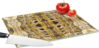 Glazen Snijplank - 39x28 - Goud - Afrika - Patronen - Dieren - Snijplanken Glas