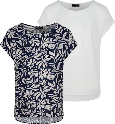 DENIMFY Dames T-Shirt DFJule 2 Pack bequem Veelkleurig M Ronde Hals Volwassenen Zomertop - Zomerblouse