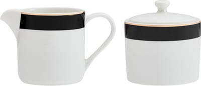 Mikasa - Suikerpot en Melkkannetje - Luxe Deco - China - Zwart Wit Goud - 245ml