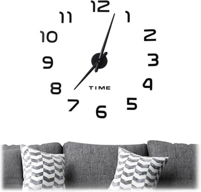 DIY wandklok - 3D cijfers - muursticker - gemakkelijk opplakken - grootte variabel - zwart