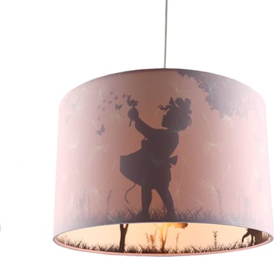 Olucia - BUTTERFLY - Kinder Slaapkamer Hanglamp - Roze - Geschikt voor Tienerkamer/Babykamer/Kinderkamer - Vorm: Cilinder