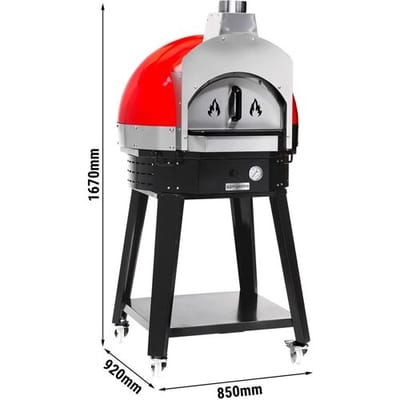 GGM Gastro Holz Pizzaofen - Rot - inkl. Untergestell Zwart / Zilver / Rood