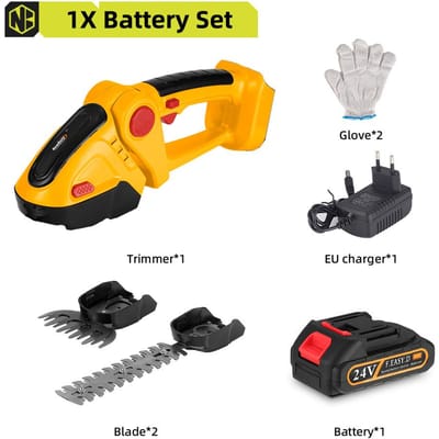 NEWBENY taille-haie électrique 2 en 1 sans fil efficace ménage taille scie outils électriques rechargeables pour batterie Makita 18V NO Battery-Yellow
