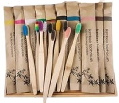 10 Stuks Bamboe Tandenborstel - 10 verschillende kleuren  - Zacht / Medium - Biologisch afbreekbaar