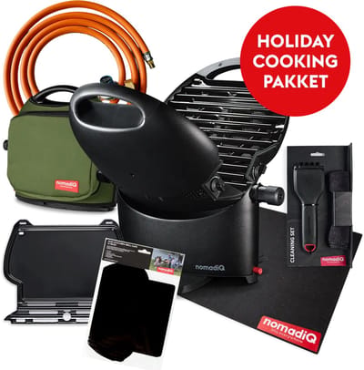 nomadiQ HOLIDAY barbecue pakket - de ultieme gas barbecue incl. accessoires voor vakantie met de boot, camper of caravan