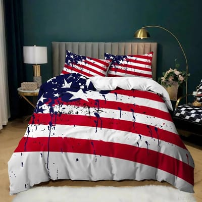 Nationale Vlag Dekbedovertrek Collectie King Size Creatieve Amerikaanse Vlag Beddengoed Collectie Voor Tieners Volwassenen Microvezel Enkele Dubbele Dekbedovertrek US Twin(172x218cm)