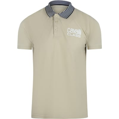 Cavalli Class Gestreepte Beige Poloshirt Met Kraag