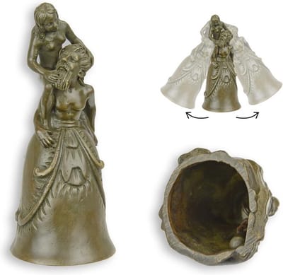 Bronzen tafelbel sculptuur – Tafelbel & decoratieve bel – bronzen tafelbel, erotisch koppel, kunstbeeld – helder belgeluid – antieke bronslook – cadeau voor verzamelaars – 15,7 cm bronskleur