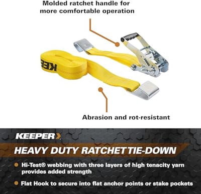 Heavyduty 27' x 2'' Ratchetbindriem met dubbele J-haken