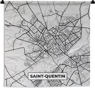 Wandkleed - Wanddoek - Kaart - Frankrijk - Stadskaart - Plattegrond - Saint-Quentin - 180x180 cm - Wandtapijt