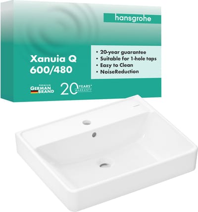 Hansgrohe Xanuia Q wastafel - 60x48x10.5cm - 1 kraangat - met overloop - wit