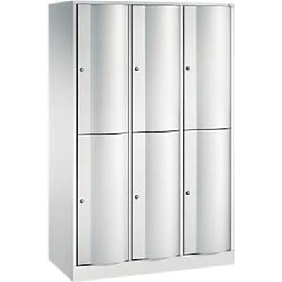 C+P Garderobekast Resisto, 3 vakken, 6 vakken, B 1148 x D 540 x H 1950 mm, lichtgrijs/kleedgroen