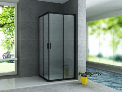 H&F Douchecabine 90x90 cm Vierkant – Mat Zwart – Schuifdeur – Hoekinstap – Complete Douchecabine