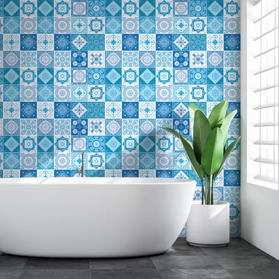 Zelfklevende tegelmuurstickers voor keuken en badkamer - 30 ANGELA AZULEJOS TEGELSTICKERS - 30 stickers 20x20cm