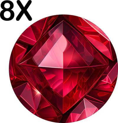 Luxe Ronde Placemat - Prachtige Rode Robijn - Ruby - Edelsteen - Set van 8 Placemats - 50x50 cm - 2 mm dik Vinyl - Anti Slip - Afneembaar