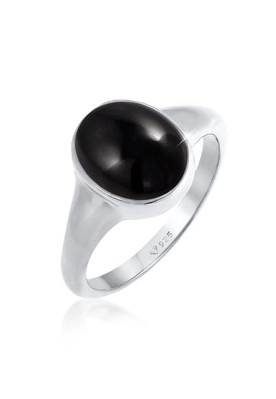 Elli - Ring - Dames Zegel Ovaal met Onyx Edelsteen in 925 Sterling Zilver Verguld - Dames