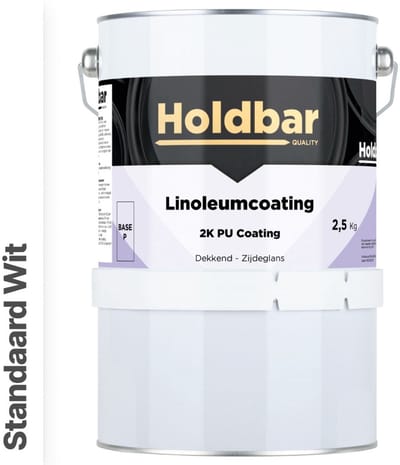 Holdbar Linoleumcoating Wit (Witste kleur) 2,5 Kg - Linoleum Verf - Alle Kleuren - Vloerverf - Krasvast - UV-bestendig - Vergeelt niet - Gemakkelijk Schoonmaken - 2 Componenten