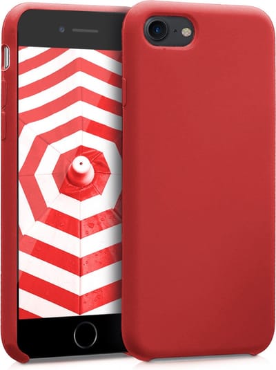 kwmobile telefoonhoesje geschikt voor Apple iPhone SE (2022 / 2020) / iPhone 8 / 7 - Hoesje met siliconen coating - Smartphone case in donkerrood