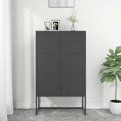 vidaXL - Hoge - kast - 80x35x135 - cm - staal - antracietkleurig