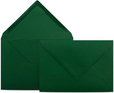 150x DIN C6 Enveloppen Donkergroen - 11,4 x 16,2 cm - Zonder Venster - Formaat C6