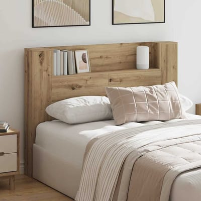 vidaXL - Opslag - hoofdeinde - met - LED - Artisanaal - eiken - Bewerkt - hout