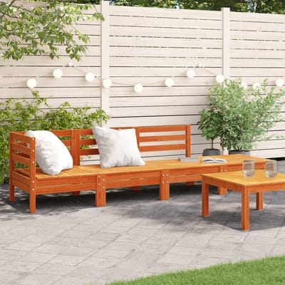 vidaXL - Tuinbank - 4-zits - massief - grenenhout - wasbruin