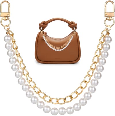 longziming -Elegante Gouden Imitatieparel Tas Ketting – Handtas Accessoire, Duurzaam en Stijlvol, 31 cm