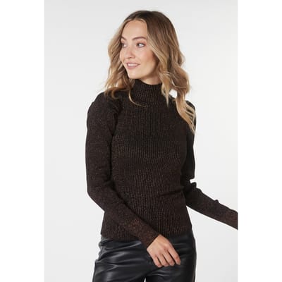 EsQualo Sweater Rib Lurex Black / Orange Maat: S | Sweaters Outlet | Dames | Zwart