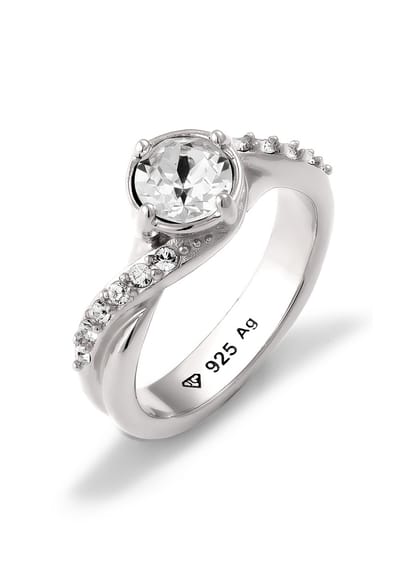 Elli - Ring - Ring met Stenen Vrouwen Glazen Kristallen Xirius Geslepen Xilion Wit 925 Sterling Zilver Avondkleding - Dames