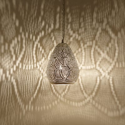 Hanglamp – messing pendellamp – echt verzilverd – voor woonkamer en slaapkamer