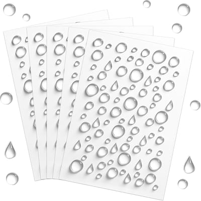 810 stuks/5 vellen heldere waterdruppelstickers, zelfklevende gesimuleerde dauwdruppels, holografische dauwdruppels, waterdruppels, stickers voor doe-het-zelf knutselen, scrapbooking, kaarten
