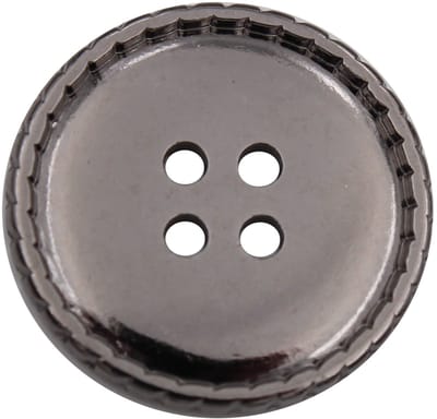 Knopen goedkoop zilver glanzend titanium 4 gaten metalen knopen rond met geribbelde rand in 4 maten metalen knopen plat