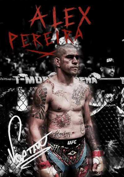 Alex Pereira Poster Ingelijst – MMA Kampioen – 21x30cm met Zwarte Lijst – Vechtkunst Wanddecoratie - Fighter